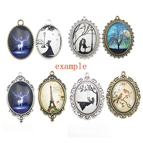 Youdiyla 10 Pendant Trays, 30x40mm, Blank Oval Cabochons Base Setting Bezel Frame Metal Cameo for Photo Pendant Jewelry Making (Antique Bronze-HM277) - Image 3