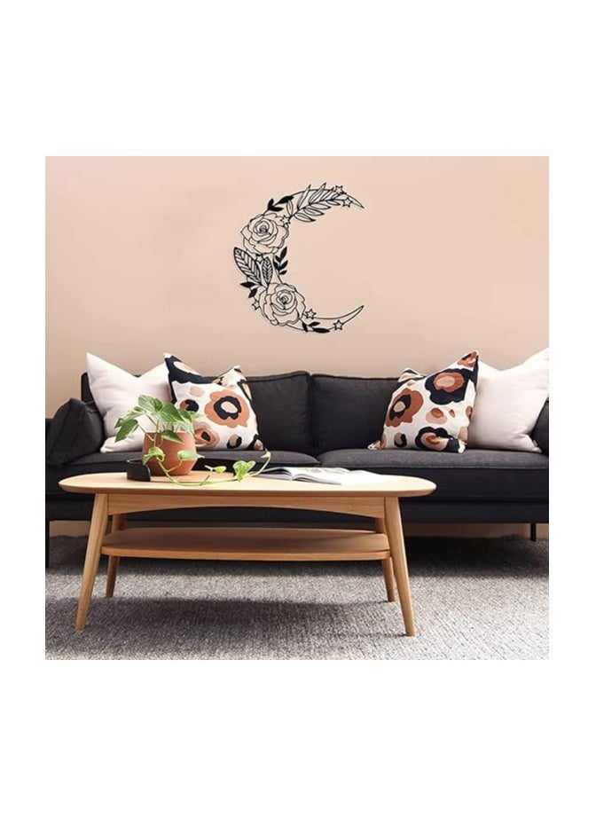 MIRFA Wooden Wall Art With Self Adhesive Base - Black (Boho Style Moon - Big)  - Image 3