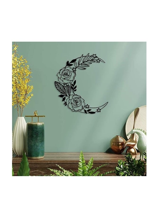 MIRFA Wooden Wall Art With Self Adhesive Base - Black (Boho Style Moon - Big)  - Image 5