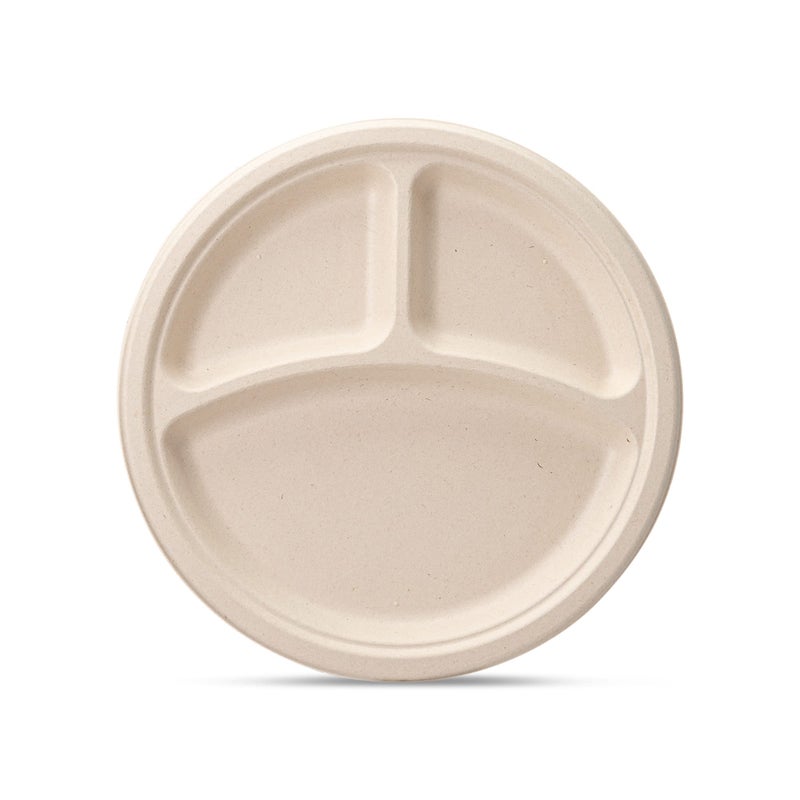 GUSTO [9 Inch - 125 Pack 100% Compostable Plates Heavy-Duty - Kraft Biodegradable, Disposable Sugarcane - Brown Unbleached (Formerly Comfy Package) - Image 2