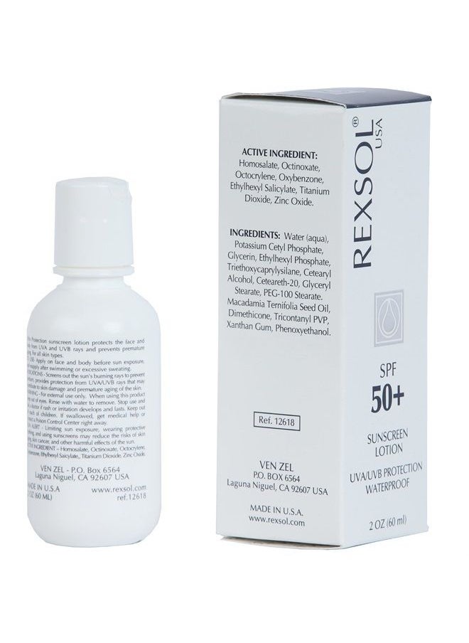 REXSOL - SPF 50+ Sunscreen UVA UVB Protection Waterproof | With Vitamin C, Vitamin E & Vitamin A | Maximum reinforced protection against UVA and UVB rays | Prevent fine lines and wrinkles(60 ml/2 fl oz) - Image 1