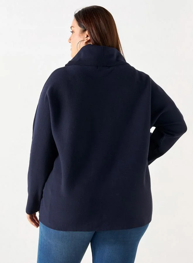 Ulla Popken Plus Size Ulla Popken High Neck Sweatshirt With Long Sleeves