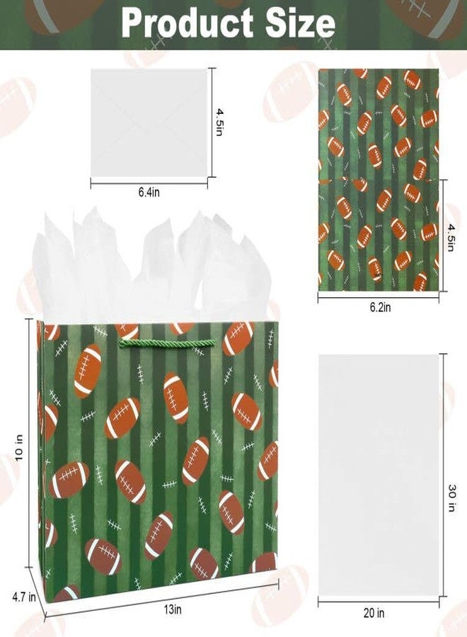 Oletx 13“ Football Party Favor Gift Paper Bags,Football Gift Wrap Bag with Tissue Paper for Sports Party Football Birthday Goodie Gifts Treat Wrapping Bags for Boys Men Kids - Image 5