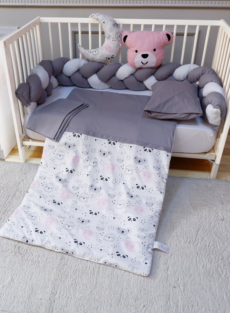 FUN MOMENT Triple Braided Baby Bed Rails with Quilt, Pillows and Sheet - Image 1