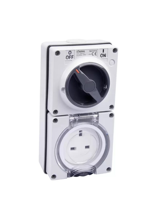 Elitco Waterproof Switched Socket Combination 13A 3Pin 230V IP66 - 56CV313 