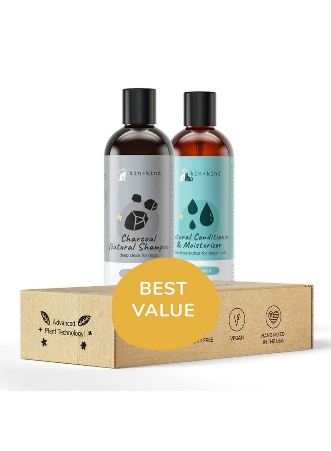 kin+kind Natural Pet Shampoo + Conditioner for Itchy Dogs and Cats - Dog Shampoo for Itchy Skin - Cat & Dog Shampoo and Conditioner with Activated Charcoal & Moisturizing Shea Butter - Made in USA - Image 1