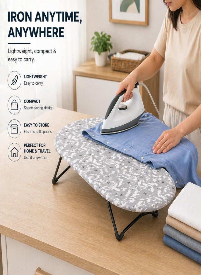 MIVU لوح كيّ الملابس Mivu Comfy Press Mini Pro | لوح كيّ صغير الحجم وقابل للطيّ | غطاء قطني قابل للغسل | وسادة إسفنجية بسماكة 3 مم | مثالي للمساحات الصغيرة والسفر | إطار فولاذي | رمادي، (73 × 31 سم) - Image 4