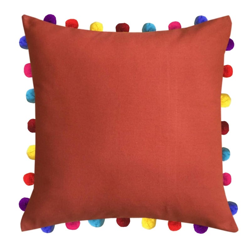 Lushomes Cushion Cover 20x20 Boho Cushion Covers Sofa Pillow Cover Cushion Covers with Tassels Cushion Cover with pom pom 20x20 Inches Set of 3Red - Image 2