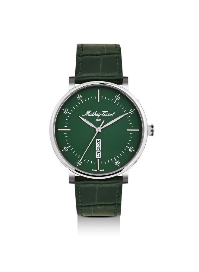 Mathey-Tissot Swiss Made H7918ALV Quatrz Green Dial Analog Watch For Gents - H7918ALV