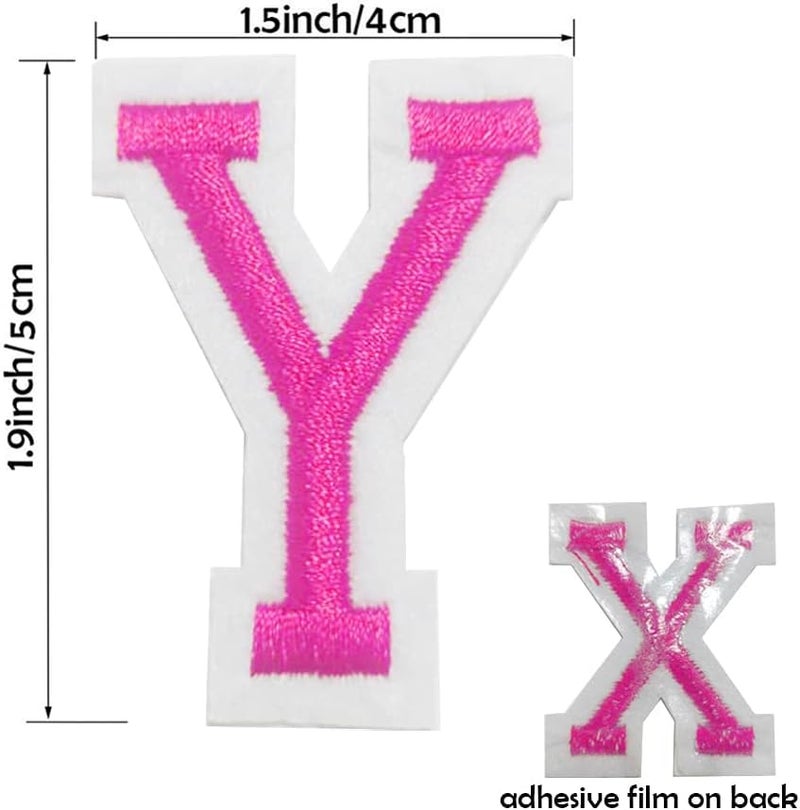bfuee Iron on Letter Patches 52 Pieces,bfuee Pink Letter Patches Alphabet Embroidered Patch A-Z,for Hats Shirts Jeans Bags Pink - Image 4