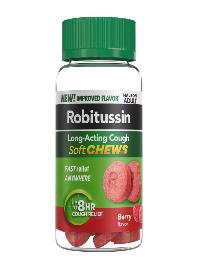 Robitussin Soft Chews, Long-Acting Cough Relief, Adult Formula, Berry Flavor, 20ct Chewable Tablets - Image 1