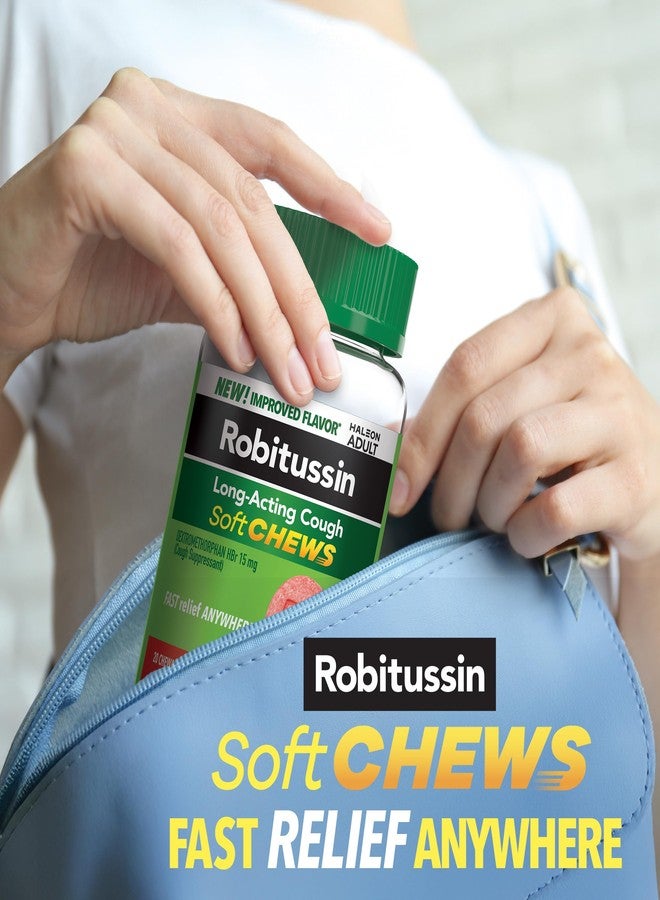 Robitussin Soft Chews, Long-Acting Cough Relief, Adult Formula, Berry Flavor, 20ct Chewable Tablets - Image 3