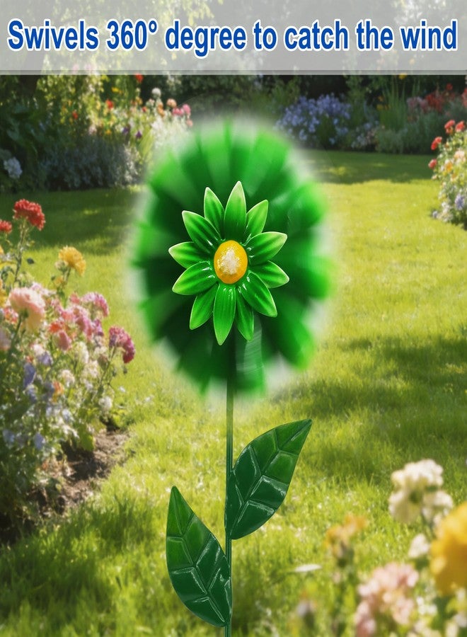Guangxie Metal Retro Flower Wind Spinner Art, Guangxie Yard Decorations Outdoor - 3 Pack for Outdoor, Patio, Backyard and Flower Bed Spring Decor (Yellow, Green, Purple) - Image 5