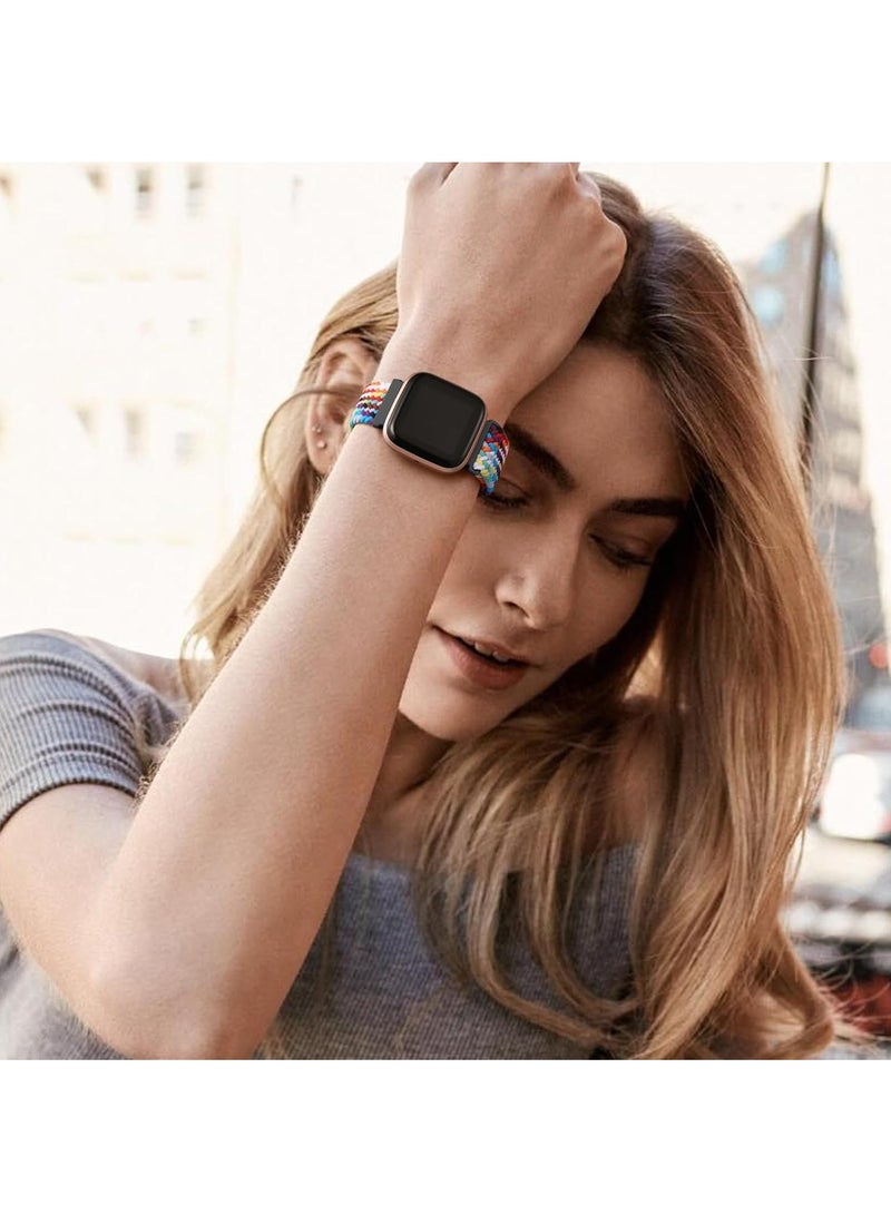 Braided Loop Strap Compatible with Fitbit Versa 2 Strap Fitbit Versa Strap Adjustable Elastic Sport Band for Fitbit Versa 2 Versa Versa Lite for Women Men - Image 2