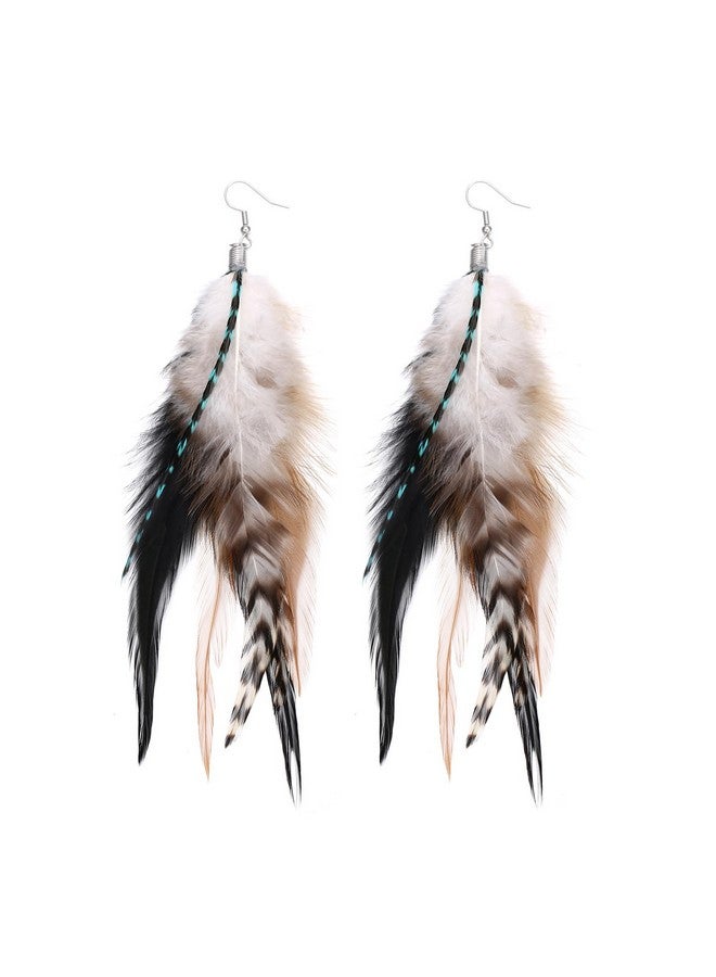 LUREME Boho Multicolor Pheasant Peacock Feathers Dangle Earrings Big Drop Earrings(Er006406-4) - Image 1