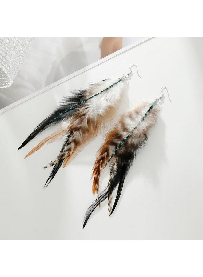 LUREME Boho Multicolor Pheasant Peacock Feathers Dangle Earrings Big Drop Earrings(Er006406-4) - Image 4