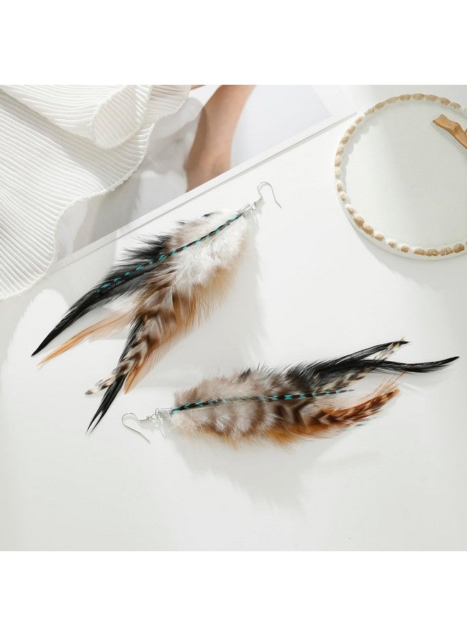 LUREME Boho Multicolor Pheasant Peacock Feathers Dangle Earrings Big Drop Earrings(Er006406-4) - Image 5