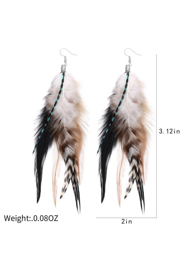 LUREME Boho Multicolor Pheasant Peacock Feathers Dangle Earrings Big Drop Earrings(Er006406-4) - Image 2