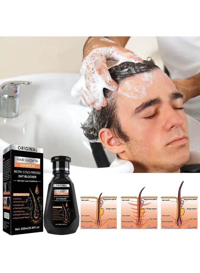 Original Cold-Pressed Biotin Hair Growth Shampoo for Men and Women, Advanced DHT Blocker Formula for Hair Fall Prevention, Scalp Repair, Deep Nourishment, Anti Dandruff Care, and Fuller Thicker Healthier Hair - Image 3