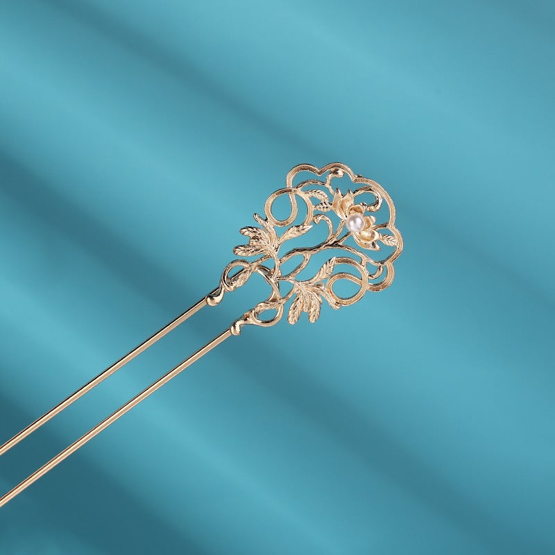 Generic Simple Modern Metal Hairpin for Traditional Attire Golden Lotus 