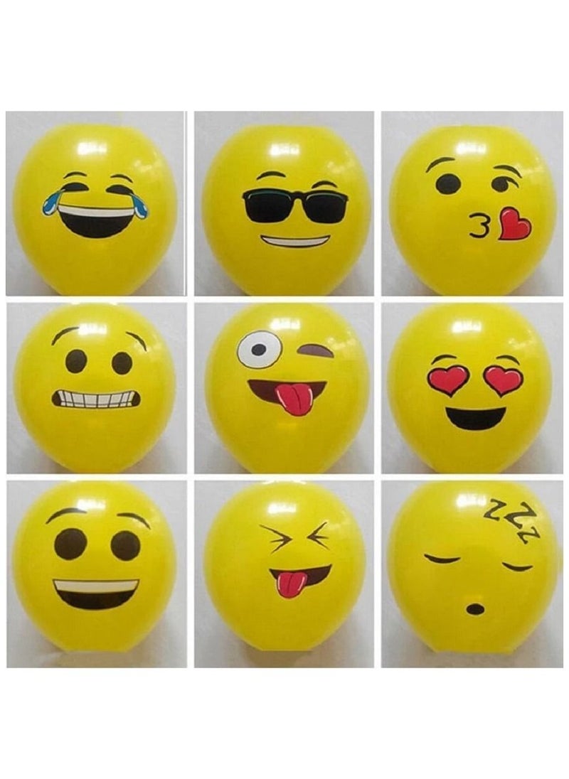 MARGOUN - 10Pcs Emoji Balloons Smiley Face Latex Birthday Decoration Inflatable Yellow Balloons Party Supplies - Image 1