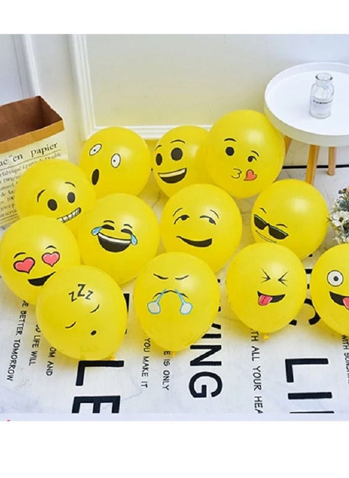 MARGOUN - 10Pcs Emoji Balloons Smiley Face Latex Birthday Decoration Inflatable Yellow Balloons Party Supplies - Image 1
