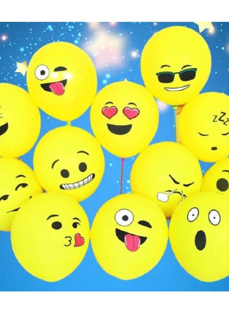 MARGOUN - 10Pcs Emoji Balloons Smiley Face Latex Birthday Decoration Inflatable Yellow Balloons Party Supplies - Image 1