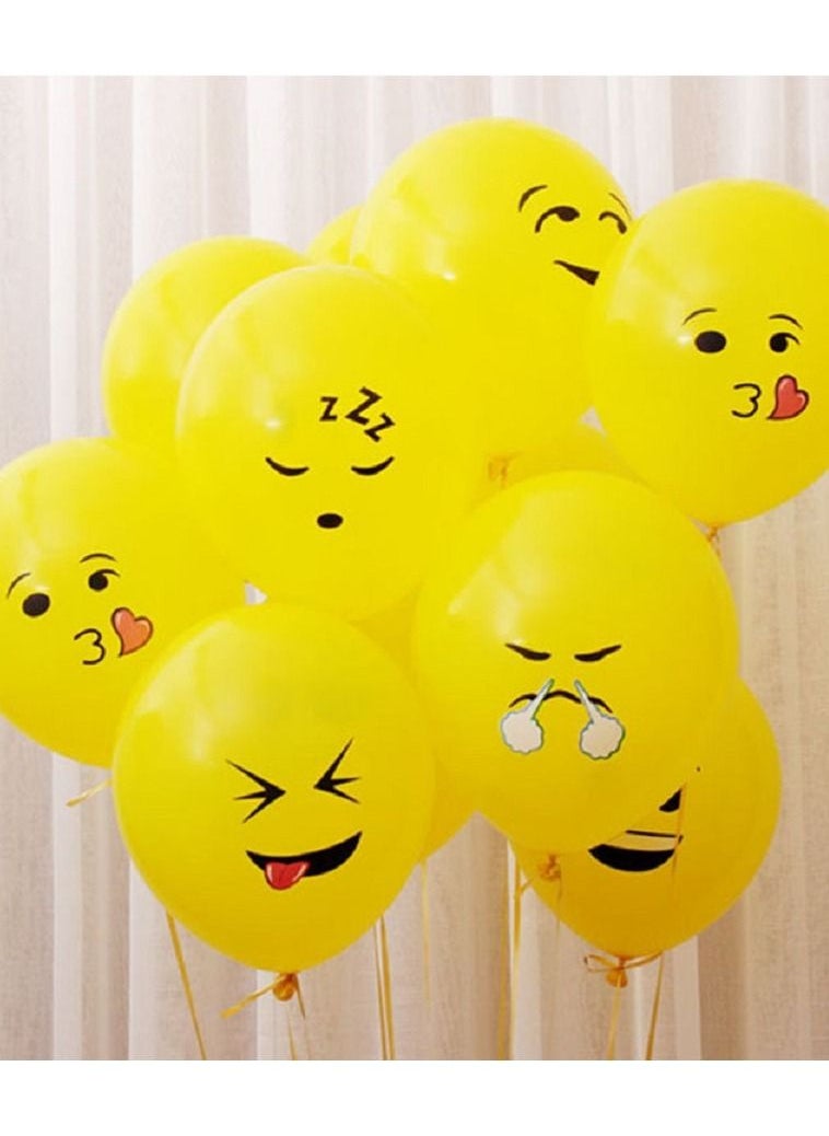 MARGOUN - 10Pcs Emoji Balloons Smiley Face Latex Birthday Decoration Inflatable Yellow Balloons Party Supplies - Image 1
