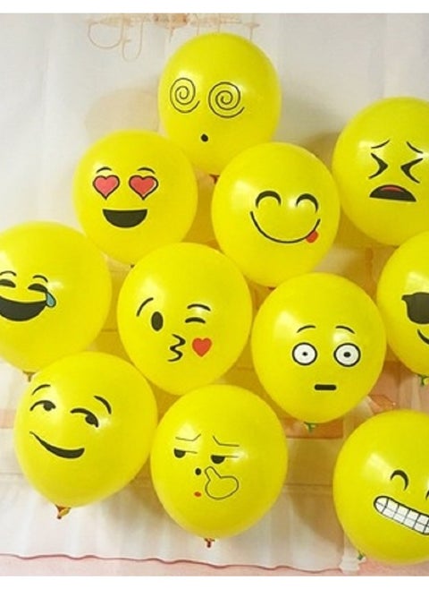 10Pcs Emoji Balloons Smiley Face Latex Birthday Decoration Inflatable Yellow Balloons Party Supplies