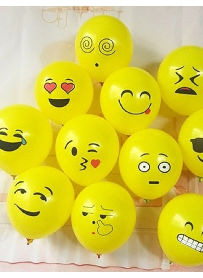 MARGOUN - 10Pcs Emoji Balloons Smiley Face Latex Birthday Decoration Inflatable Yellow Balloons Party Supplies - Image 1