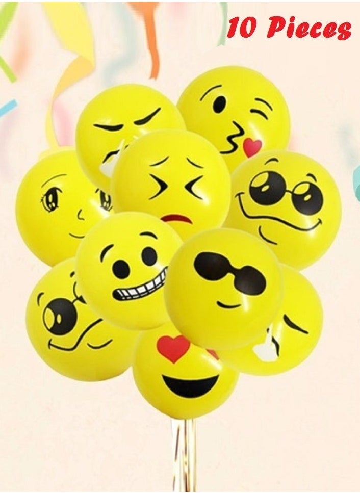 MARGOUN - 10Pcs Emoji Balloons Smiley Face Latex Birthday Decoration Inflatable Yellow Balloons Party Supplies - Image 1