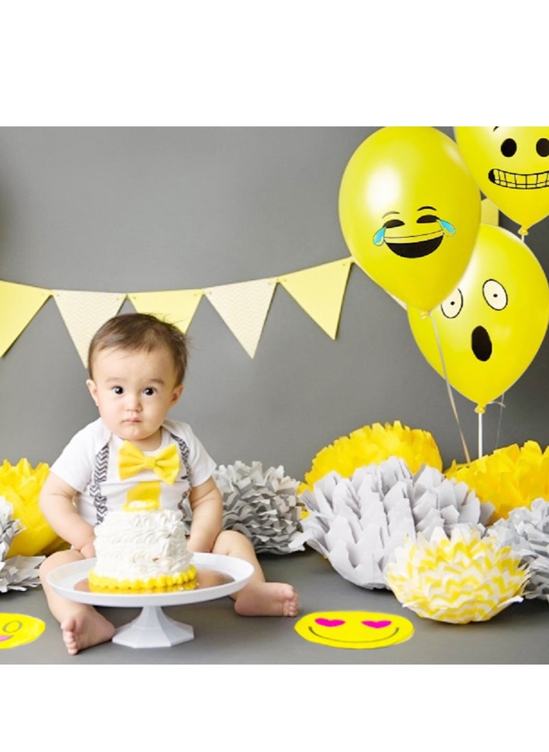 MARGOUN - 10Pcs Emoji Balloons Smiley Face Latex Birthday Decoration Inflatable Yellow Balloons Party Supplies - Image 1