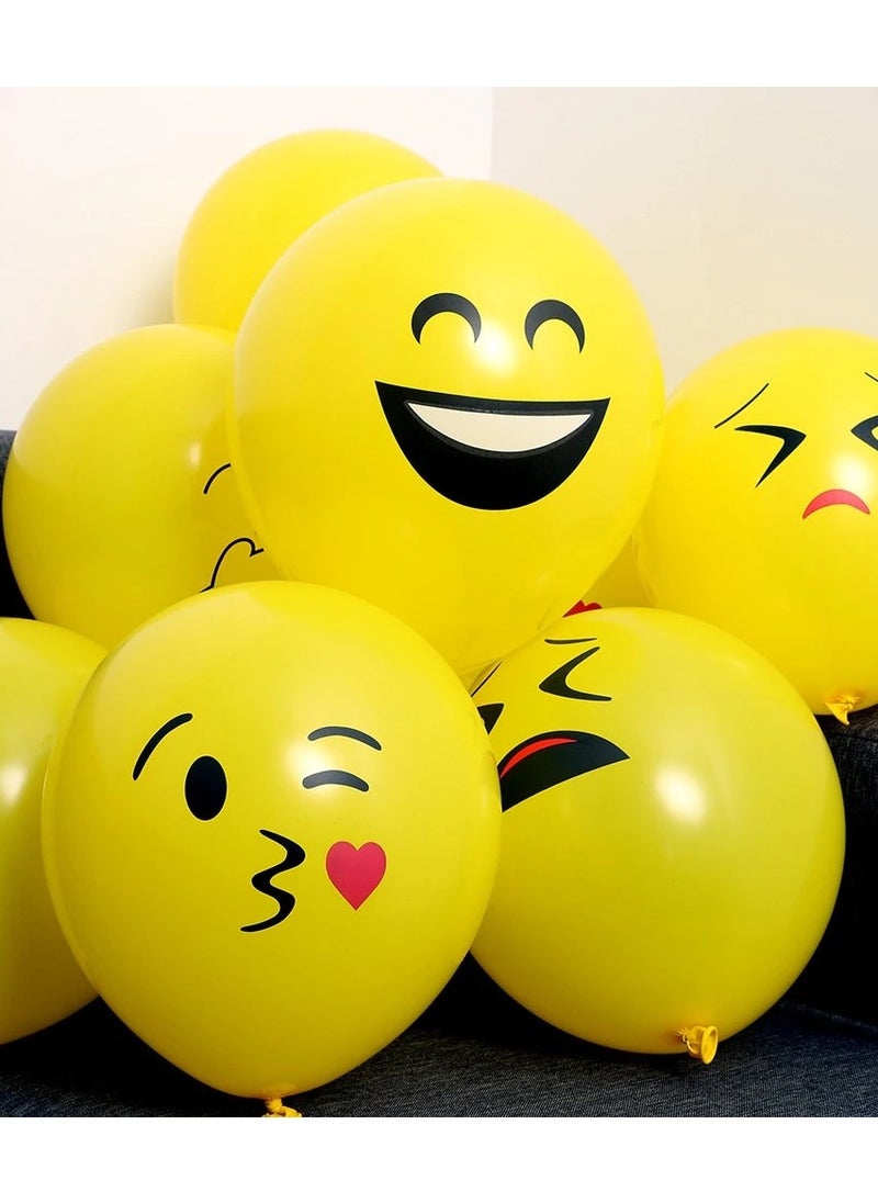MARGOUN - 10Pcs Emoji Balloons Smiley Face Latex Birthday Decoration Inflatable Yellow Balloons Party Supplies - Image 1