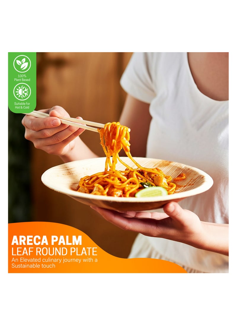 EcoEdge EcoEdge 9 Inch Round Areca Palm Leaf Disposable Plates (Pack of 10) | Recyclable, Non-Toxic, Eco Friendly, Biodegradable, Compostable | Bamboo Wood Finish, Naturally Elegant, Rustic | 100% Plant Based  - Image 2