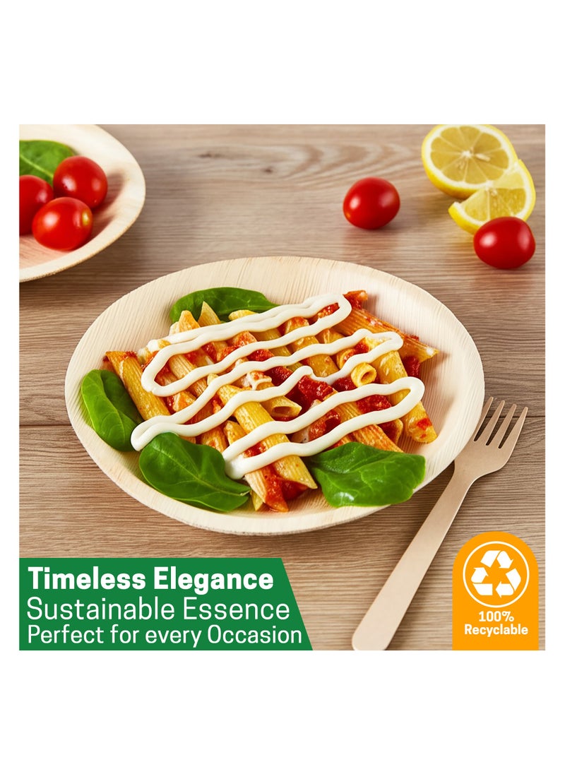 EcoEdge EcoEdge 9 Inch Round Areca Palm Leaf Disposable Plates (Pack of 10) | Recyclable, Non-Toxic, Eco Friendly, Biodegradable, Compostable | Bamboo Wood Finish, Naturally Elegant, Rustic | 100% Plant Based  - Image 4