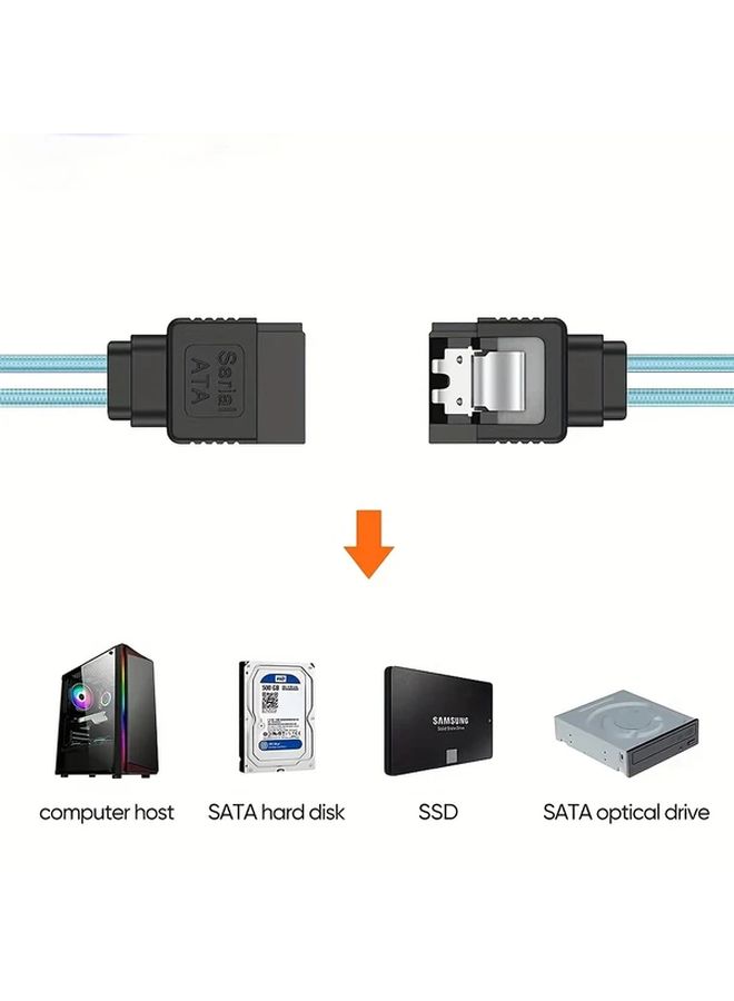 كابل SATA عالي السرعة 12Gbps، 7 سنون، منحني يسار إلى رأس مستقيم، موصل بيانات وطاقة ذكري لمحركات الأقراص الصلبة HDD وSSD والخوادم وأجهزة الكمبيوتر المكتبية والمحمولة، تصميم مسطح ومتين. - Image 3