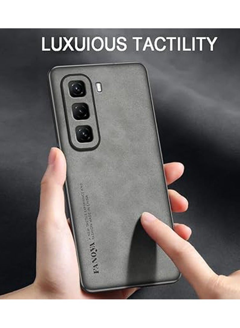 Case Compatible with Infinix Hot 50 Pro+ 4G Case, Plain Leather Soft TPU Silicone Bumper Anti-Fingerprint Shockproof Protective Cover for Infinix Hot 50 Pro Plus - Image 3