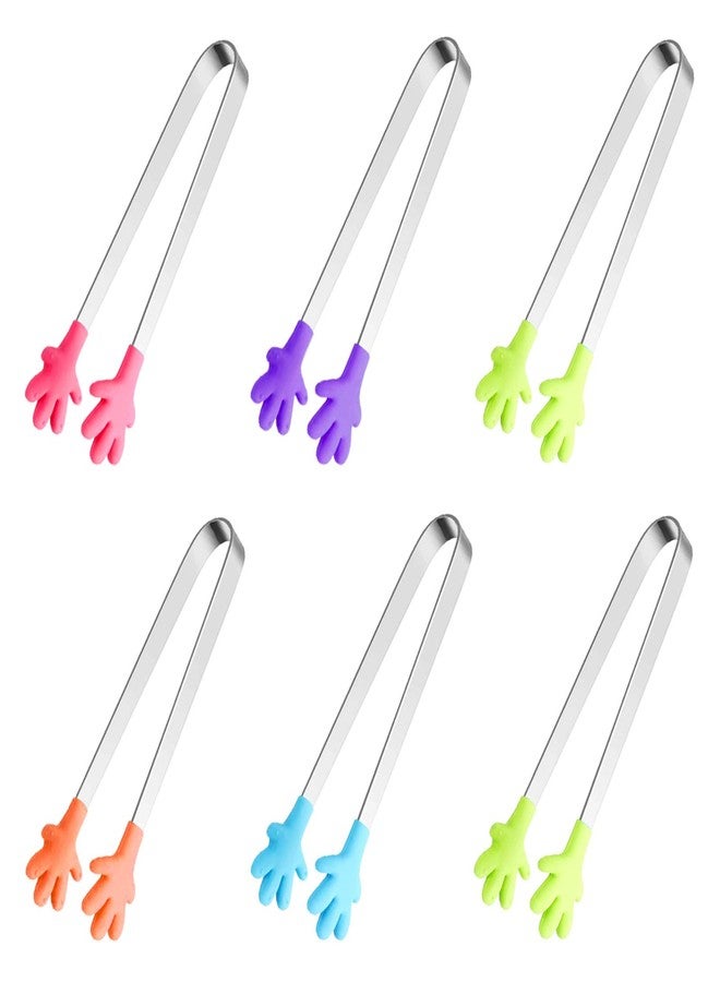 Hovesty 6PCS Mini Tong, Hand Shape Silicone Food Tongs, 5Inch Kid Tongs for Sugar Cubes, Serving Food, Colorful Kitchen Tongs Perfect for Kids by Hovesty - Image 1