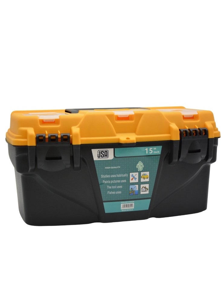 JSA Plastic Toolbox, Lockable, Black/Yellow 18inch  - Image 1