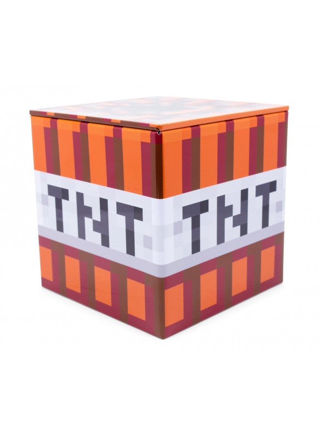 MINECRAFT صندوق تخزين معدني بتصميم مكعب 4 إنش من ماينكرافت مع غطاء | حاوية سلة، منظم خزانة مكعب، ديكور منزلي، ملحقات غرفة اللعب | ألعاب فيديو، هدايا وجمعيات