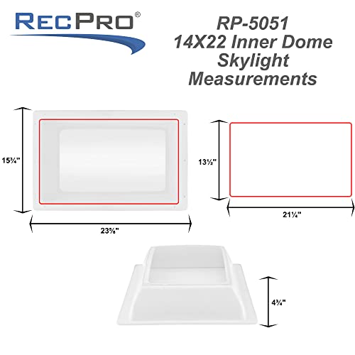 RecPro RV Skylight Inner Dome with Clear Window | 14" x 22" Universal Inner Skylight - Image 4