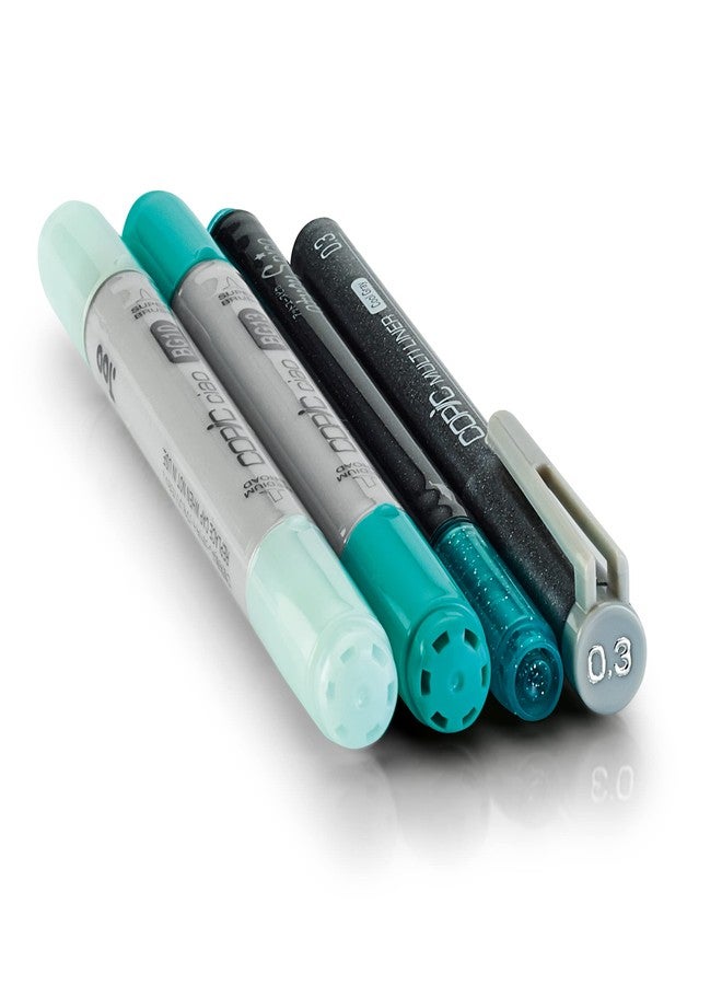 Copic Marker Doodle Pack, Turquoise - Image 2
