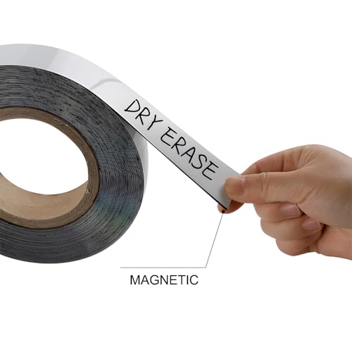 Yamsop Dry Erase Magnetic Label Strips 3" x 25 Feet White, Reusable Dry Erase Magnetic Labels Roll for Whiteboards, Locker and Refrigerato, 1 Pack Magnetic Tape Roll - Image 2