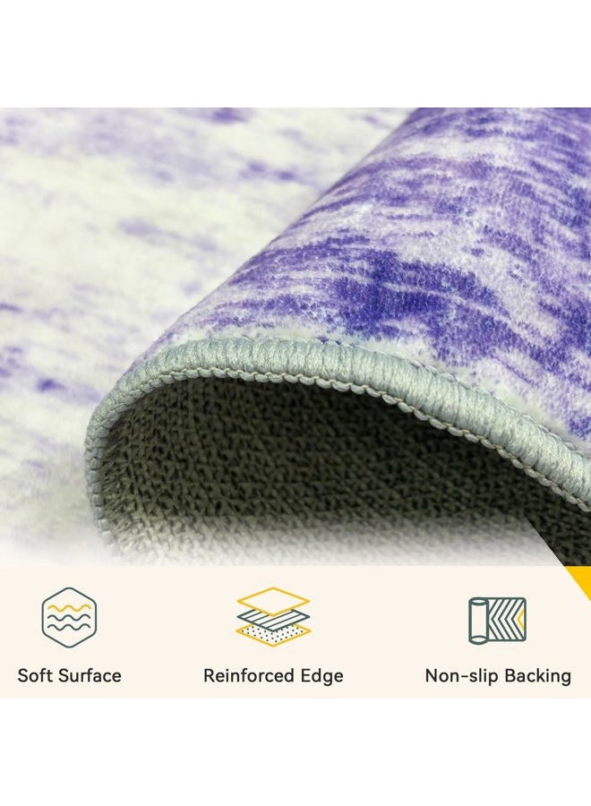 RELEANY Washable Area Rugs 5'x7' Non-Slip Modern Abstract Soft for Living Room Entryway Bedroom Nursery, Print Pattern, Purple Gray Pink White - Image 4
