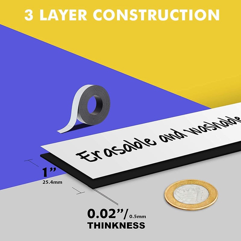 LLPT Dry Erase Magnetic Label Strips 1” x 26 Ft Blank Writable Magnet Roll Labels Reusable Cutable for Refrigerator Shelf Whiteboard Toolbox Craft and Other Metallic Surfaces Red (DMS156) - Image 3