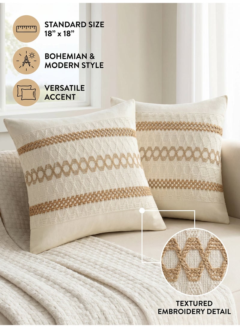 2 pieces of pillow covers, Bohemian style, geometric modern patterns, suitable for sofas, bedrooms, living rooms and other places. (18 x 18 inches) - Image 1