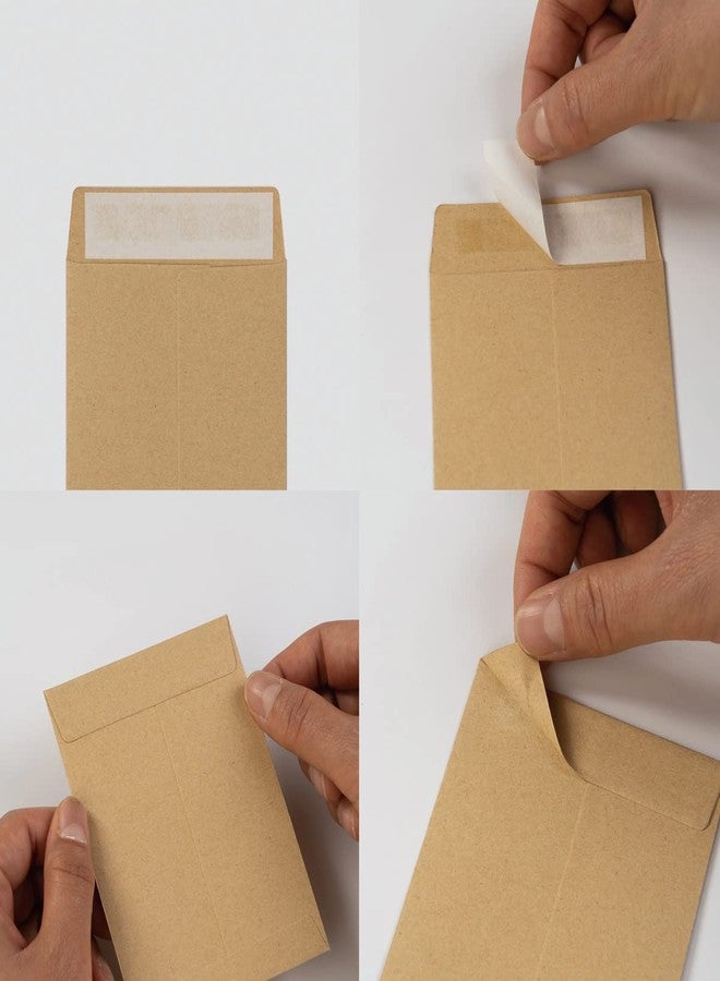 Topeen 100 Pack Seed Envelopes Self-Adhesive Small Coin Envelopes Seed Storage Packets for Garden, Office or Wedding Gift (Kraft Brown, 3 1/4 ×4 1/2 inches) - Image 3