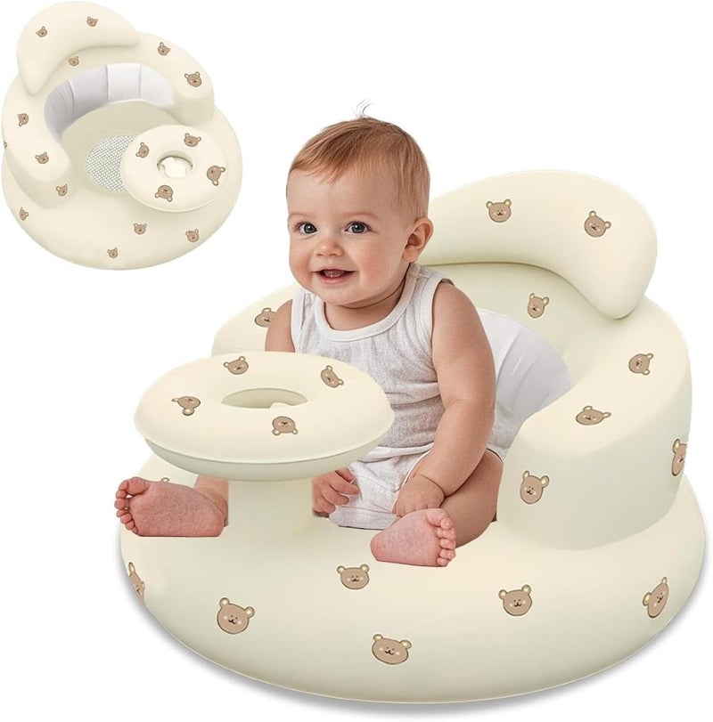 KASTWAVE Inflatable Baby Seat with Tray and Back Support - Cute Bear Design - Image 1