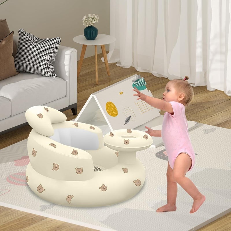 KASTWAVE Inflatable Baby Seat with Tray and Back Support - Cute Bear Design - Image 2