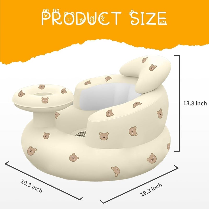 KASTWAVE Inflatable Baby Seat with Tray and Back Support - Cute Bear Design - Image 3